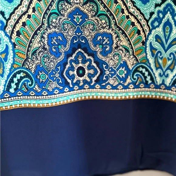 Rose & Olive Teal and Navy Paisley Dress - Picture 4 of 5